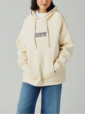 Taylor Swift Cream Oversized Hoodie with Logo